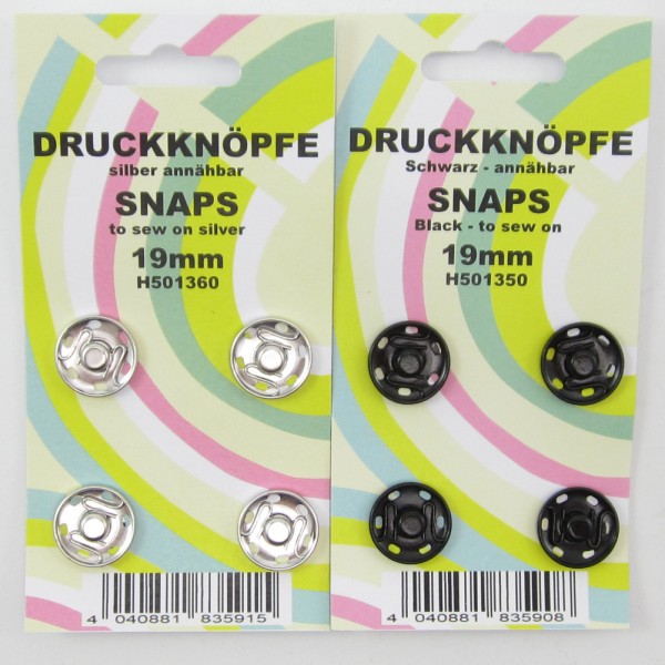 Druckknöpfe zum Annähen, 4 Stück, 19mm, 2 Farben zur Auswahl