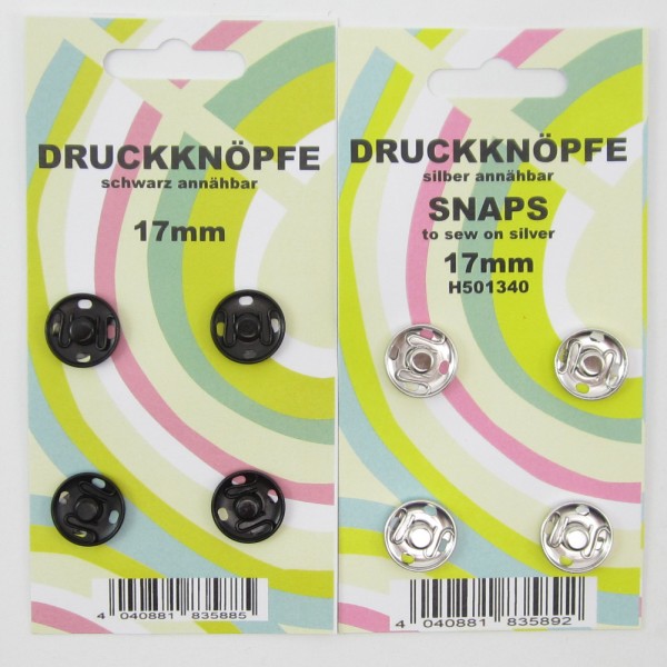 Druckknöpfe zum Annähen, 4 Stück, 17mm, 2 Farben zur Auswahl