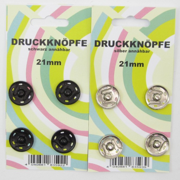 Druckknöpfe zum Annähen, 4 Stück, 21mm, 2 Farben zur Auswahl